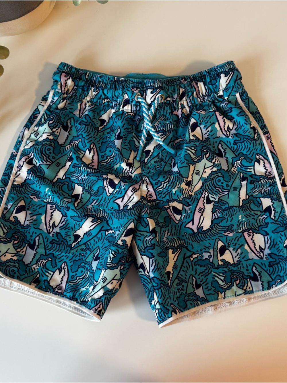 cat & jack boys shark swim trunks blue beach shorts size 5t